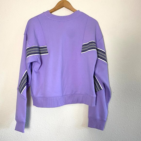 Peloton Crewneck Long Sleeve Pullover Stripe Sweatshirt Purple - Picture 3 of 5